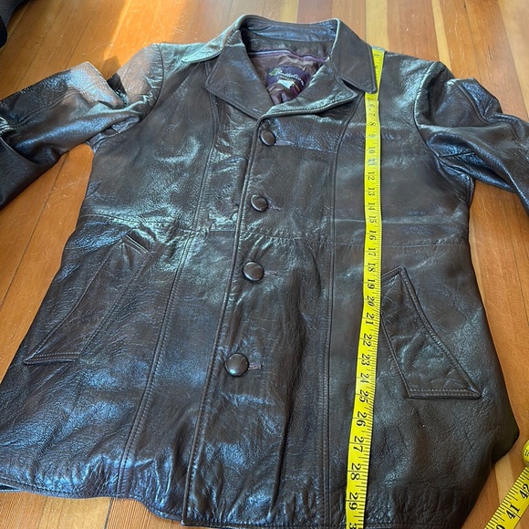 Vintage single breasted brown leather dress jacket - Picture 6 of 9